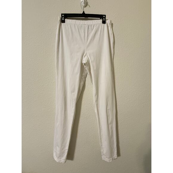 Doncaster Pull-on White Pants Size 6 Viscose Spandex Straight Minimalist *flaws* - Picture 1 of 8